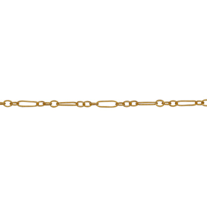 Chain by Foot. 14kt Gold Filled 1.7mm Width by 5.0mm Length Long Smooth Oval Link Connected to 1.6mm Width by 2.1mm Length Short Smooth Oval Links, Long and Short Chain. Price per: 1 Foot.