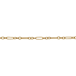 Chain by Foot. 14kt Gold Filled 1.7mm Width by 5.0mm Length Long Smooth Oval Link Connected to 1.6mm Width by 2.1mm Length Short Smooth Oval Links, Long and Short Chain. Price per: 1 Foot.