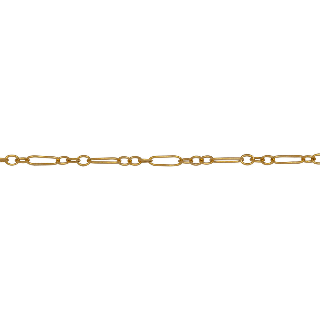 Chain by Foot. 14kt Gold Filled 1.7mm Width by 5.0mm Length Long Smooth Oval Link Connected to 1.6mm Width by 2.1mm Length Short Smooth Oval Links, Long and Short Chain. Price per: 1 Foot.