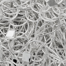 Load image into Gallery viewer, Sterling Silver Five 7.0mm Width by 17.0mm Length Paper Clip Links Connected to 25.0mm Width / Length Textured Flower and Two of 12.5mm Textured Circle Links, Fancy Chain. Price per: 1 Foot.
