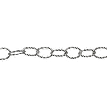 Load image into Gallery viewer, Chain by Foot. Sterling Silver Oxidized 6.5mm by 9.0mm Twisted Wire Oval Cable Chain. Price per: 1 Foot.
