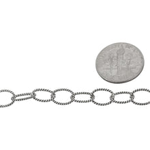 Load image into Gallery viewer, Sterling Silver Oxidized 6.5mm by 9.0mm Twisted Wire Oval Cable Chain. Price per: 1 Foot.
