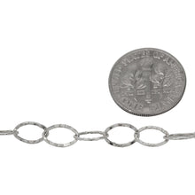 Load image into Gallery viewer, Sterling Silver 5.7mm width by 8.0mm length, Flat Hammered Oval Cable Chain. Price per: 1 Foot.
