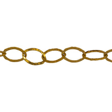 Load image into Gallery viewer, Chain by Foot. 14kt Gold Filled 5.7mm width by 8.0mm length, Flat Hammered Oval Cable Chain. Price per: 1 Foot.
