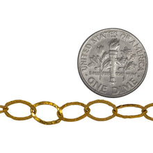 Load image into Gallery viewer, 14kt Gold Filled 5.7mm width by 8.0mm length, Flat Hammered Oval Cable Chain. Price per: 1 Foot.
