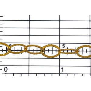 14kt Gold Filled 5.7mm width by 8.0mm length, Flat Hammered Oval Cable Chain. Price per: 1 Foot.