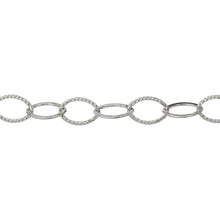 Load image into Gallery viewer, Chain by Foot. Sterling Silver 5.6mm Width by 8.1mm Length, Flat and Corrugated Oval Cable Chain. Price per: 1 Foot.
