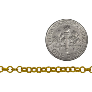 Sterling Silver - Gold Plated 3 mm Width / Length Rolo Chain. Price per: 1 Foot.