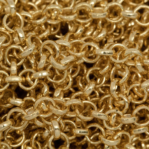 Sterling Silver - Gold Plated 3 mm Width / Length Rolo Chain. Price per: 1 Foot.