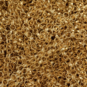 Sterling Silver - Gold Plated 1.4mm Width by 1.55 Length Rolo Chain. Price per: 1 Foot.