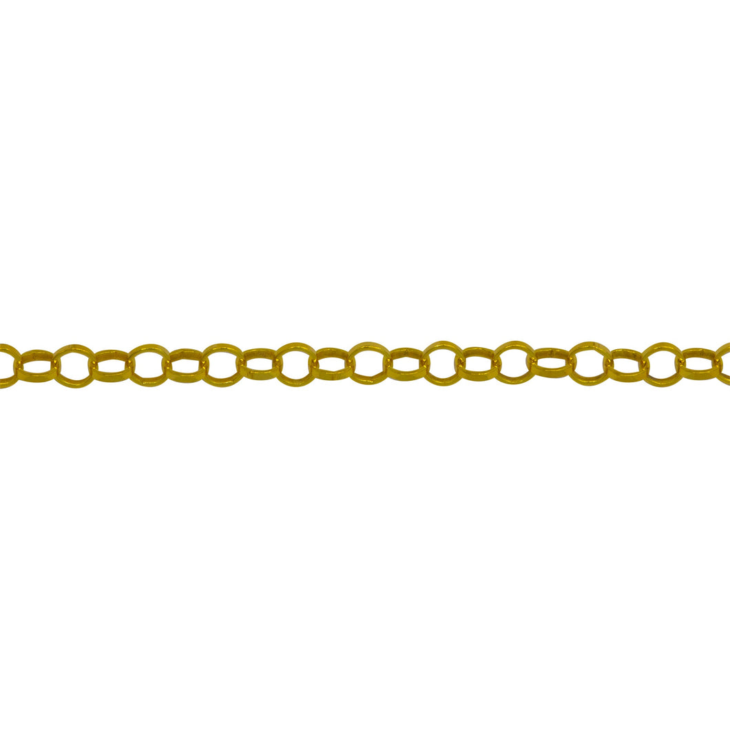 Chain by Foot. Sterling Silver - Gold Plated 2.70mm Width / Length Rolo Chain. Price per: 1 Foot.