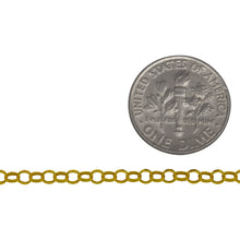 Load image into Gallery viewer, Sterling Silver - Gold Plated 2.70mm Width / Length Rolo Chain. Price per: 1 Foot.
