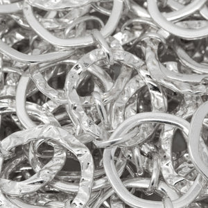 Sterling Silver 13.5mm Width / Length Flat and Hammered Hexagon Links Connected to 4.0mm Width by 6.0mm Length Oval Rolo Link, Fancy Chain. Price per: 1 Foot.