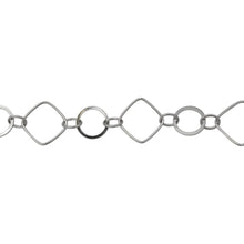 Load image into Gallery viewer, Chain by Foot. Sterling Silver Rhodium Plated 14.2mm Square Link and 10.0mm Circle Link Connected to 5.0mm by 6.0mm Oval Link, Fancy Chain. Price per: 1 Foot.
