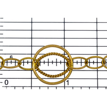 Load image into Gallery viewer, 14kt Gold Filled 5.5mm Width by 8.0mm Length Smooth Oval Link Cable Chain with 16.0mm Width / Length Evil Eye Circle Link and 9.0mm Width by 14.0mm Length Twisted Oval soldered inside the Circle, Fancy Chain. Price per: 1 Foot.
