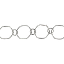 Load image into Gallery viewer, Chain by Foot. Sterling Silver 12.5mm Smooth and Textured Hexagon Links Connected to 5.0mm Circle Link, Fancy Chain. Price per: 1 Inch.

