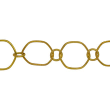 Load image into Gallery viewer, Chain by Foot. 14kt Gold Filled 12.5mm Smooth and Textured Hexagon Links Connected to 5.0mm Circle Link, Fancy Chain. Price per: 1 Inch.
