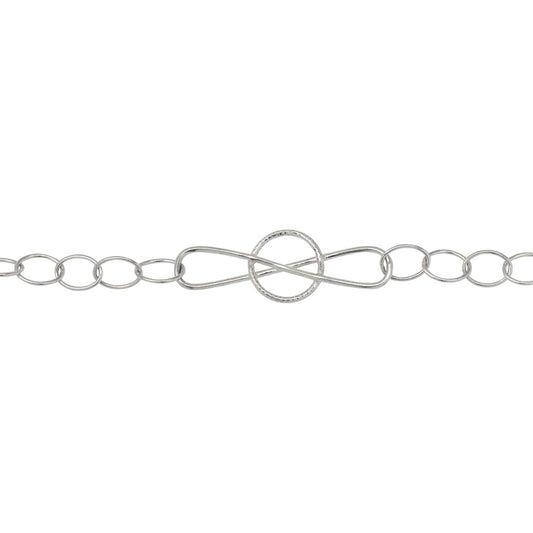 Chain by Foot. Sterling Silver Fifteen of 5.9mm by 7.8mm Smooth Oval Cable Chain Links Connected With 10.9mm by 33.6mm Figure 8 Link, Fancy Chain. Price per: 1 Foot.