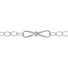Load image into Gallery viewer, Chain by Foot. Sterling Silver Fifteen of 5.4mm Width by 7.8mm Length Smooth Oval Links of Cable Chain Followed by 7.6mm by 29.2mm Textured Figure 8 Link, Fancy Chain. Price per: 1 Foot.
