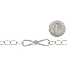 Load image into Gallery viewer, Sterling Silver Fifteen of 5.4mm Width by 7.8mm Length Smooth Oval Links of Cable Chain Followed by 7.6mm by 29.2mm Textured Figure 8 Link, Fancy Chain. Price per: 1 Foot.
