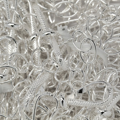 Sterling Silver Fifteen of 5.4mm Width by 7.8mm Length Smooth Oval Links of Cable Chain Followed by 7.6mm by 29.2mm Textured Figure 8 Link, Fancy Chain. Price per: 1 Foot.