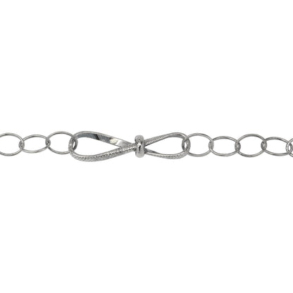 Chain by Foot. Sterling Silver Oxidized Fifteen of 5.4mm Width by 7.8mm Length Smooth Oval Links of Cable Chain Followed by 7.6mm by 29.2mm Textured Figure 8 Link, Fancy Chain. Price per: 1 Foot.