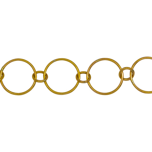 Chain by Foot. 14kt Gold Filled 12.3mm Smooth Circle Link Connected to 5.0mm Circle Link, Circle Chain. Price per: 1 Foot.