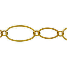 Load image into Gallery viewer, Chain by Foot. 14kt Gold Filled 11.4mm Width by 20.1mm Length Smooth Oval Link and 8.3mm Width by 14.5mm Length Textured Oval Link Connected to 5.2mm Open Ring, Fancy Chain. Price per: 1 Foot.
