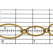 Load image into Gallery viewer, 14kt Gold Filled 11.4mm Width by 20.1mm Length Smooth Oval Link and 8.3mm Width by 14.5mm Length Textured Oval Link Connected to 5.2mm Open Ring, Fancy Chain. Price per: 1 Foot.
