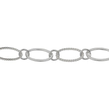 Load image into Gallery viewer, Chain by Foot. Sterling Silver Flat and Twisted 8.06mm Width by 13.20mm Length Oval Links Connected by 5.2mm Open Ring, Long and Short Chain. Price per: 1 Foot.
