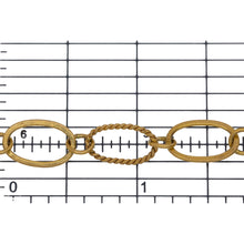 Load image into Gallery viewer, 14kt Gold Filled Flat and Twisted 8.06mm Width by 13.20mm Length Oval Links Connected by 5.2mm Open Ring, Long and Short Chain. Price per: 1 Foot.
