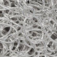 Load image into Gallery viewer, Sterling Silver 7.5mm Width by 10.8mm Length Oval Rolo Link And Textured Oval Links Connected to 5.2mm Closed Circle Link, Long and Short Chain. Price per: 1 Foot.
