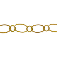 Load image into Gallery viewer, Chain by Foot. 14kt Gold Filled 7.5mm Width by 10.8mm Length Oval Rolo Link And Textured Oval Links Connected to 5.2mm Closed Circle Link, Long and Short Chain. Price per: 1 Foot.
