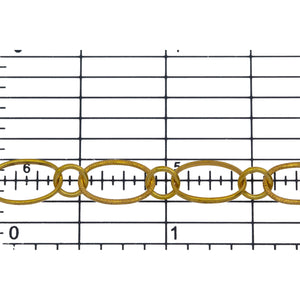 14kt Gold Filled 7.5mm Width by 10.8mm Length Oval Rolo Link And Textured Oval Links Connected to 5.2mm Closed Circle Link, Long and Short Chain. Price per: 1 Foot.