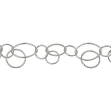 Load image into Gallery viewer, Chain by Foot. Sterling Silver 10.0mm Width by 15.0mm Length Oval Link with 11.0mm Textured Circle Dangling Off and 8.0mm Width by 11.5mm Length Textured Oval Link with 8.0mm Circle Dangling off, Connected by 8.0mm Circle Link, Fancy Chain. Price per: 1 Foot.
