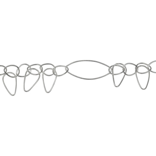 Chain by Foot. Sterling Silver 12.5mm Width by 30.0mm Length Smooth Oval Link Followed By Eleven 8.5mm Width by 10.5mm Length Tear Drop Shaped Links With 9.0mm Width by 16.0mm Length Smooth And Textured Tear Drop Links Hanging Off, Fancy Chain. Price per: 1 Foot.