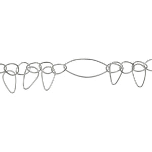 Chain by Foot. Sterling Silver 12.5mm Width by 30.0mm Length Smooth Oval Link Followed By Eleven 8.5mm Width by 10.5mm Length Tear Drop Shaped Links With 9.0mm Width by 16.0mm Length Smooth And Textured Tear Drop Links Hanging Off, Fancy Chain. Price per: 1 Foot.