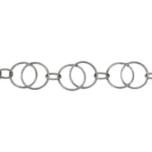 Load image into Gallery viewer, Chain by Foot. Sterling Silver Oxidized Two of 11.3mm Smooth Circles Links - Figure 8 Link, overlapping creating a Marquise in the center connected by 4.5mm width by 6.5mm length Textured Oval Link, Figure 8 Chain. Price per: 1 Foot.
