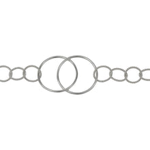 Load image into Gallery viewer, Chain by Foot. Sterling Silver Two 22.0mm Smooth Circles Overlapping And Soldered together Connected By Six 9.8mm Twisted Circle Links, Figure 8 Chain. Price per: 1 Foot.
