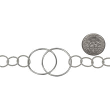 Load image into Gallery viewer, Sterling Silver Two 22.0mm Smooth Circles Overlapping And Soldered together Connected By Six 9.8mm Twisted Circle Links, Figure 8 Chain. Price per: 1 Foot.
