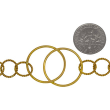 Load image into Gallery viewer, 14kt Gold Filled Two 22.0mm Smooth Circles Overlapping And Soldered together Connected By Six 9.8mm Twisted Circle Links, Figure 8 Chain. Price per: 1 Foot.
