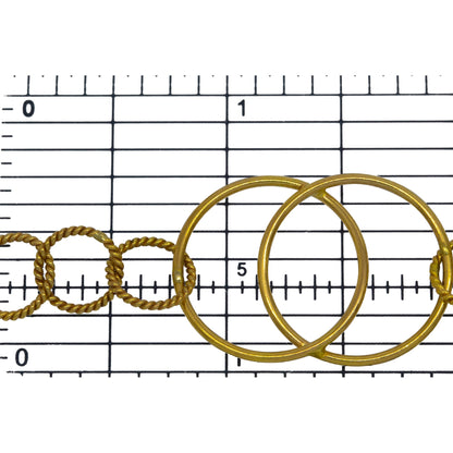 14kt Gold Filled Two 22.0mm Smooth Circles Overlapping And Soldered together Connected By Six 9.8mm Twisted Circle Links, Figure 8 Chain. Price per: 1 Foot.