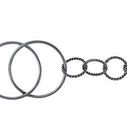 Sterling Silver Oxidized Two 22.0mm Smooth Circles Overlapping And Soldered together Connected By Six 9.8mm Twisted Circle Links, Figure 8 Chain. Price per: 1 Foot.