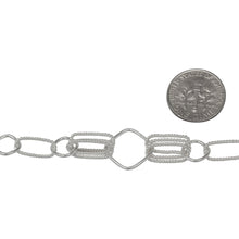 Load image into Gallery viewer, Sterling Silver 6.0mm Width by 13.3mm Length Twisted Rectangulars, 8.6mm Width / Length Diamond Shaped Links, Two pairs of Tripple 6.0mm width by 13.7mm Length Twisted Rectangulars, 14.6mm Width / Length Diamond Link, Fancy Chain. Price per: 1 Foot.
