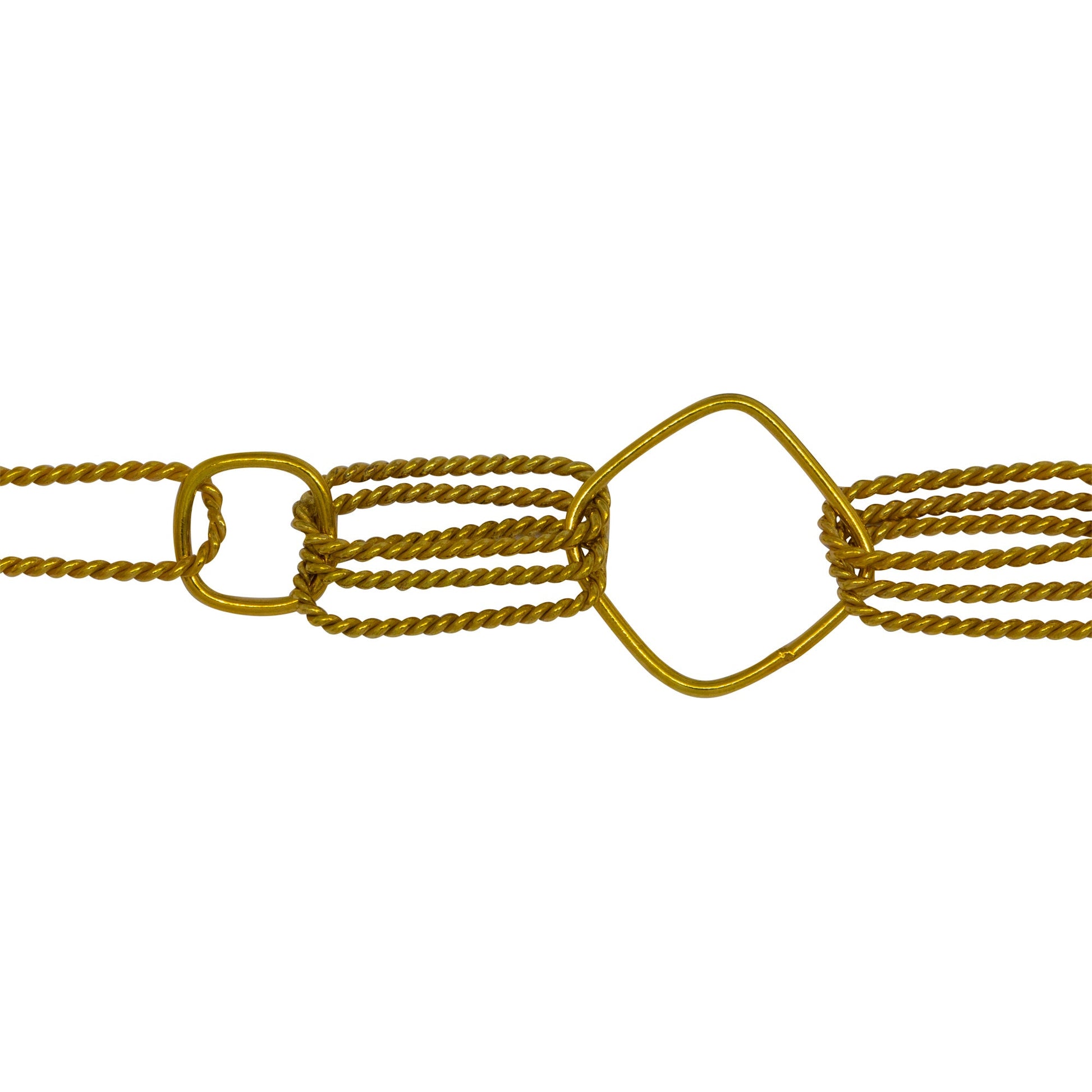 Chain by Foot. 14kt Gold Filled 6.0mm Width by 13.3mm Length Twisted Rectangulars, 8.6mm Width / Length Diamond Shaped Links, Two pairs of Tripple 6.0mm width by 13.7mm Length Twisted Rectangulars, 14.6mm Width / Length Diamond Link, Fancy Chain. Price per: 1 Foot.