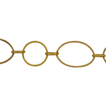 Load image into Gallery viewer, Chain by Foot. 14kt Gold Filled 10.0mm Width by 16.0mm Length Textured Oval Link And 12.0mm Smooth Circle Link Connected by 3.7mm Width by 6.6mm Length Oval Rolo Link, Long and Short Chain. Price per: 1 Foot.
