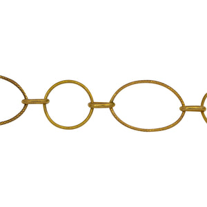 Chain by Foot. 14kt Gold Filled 10.0mm Width by 16.0mm Length Textured Oval Link And 12.0mm Smooth Circle Link Connected by 3.7mm Width by 6.6mm Length Oval Rolo Link, Long and Short Chain. Price per: 1 Foot.