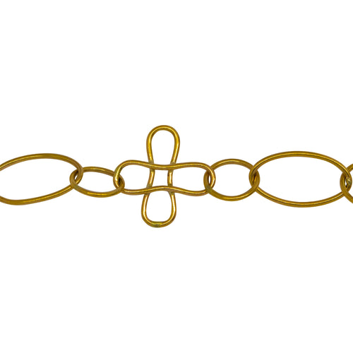 Chain by Foot. 14kt Gold Filled 14.0mm Width / Length Smooth Cross Link Connected With 7.8mm Smooth Circle Link And 8.0mm Width by 14.0mm Length Smooth Oval Link, Fancy Chain. Price per: 1 Foot.