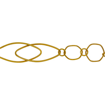 Chain by Foot. 14kt Gold Filled Two 14.0mm Width by 30.0mm Length Smooth Marquise Link Overlapping Followed By 13.0mm Smooth And Textured Hexagon Links Connected By 5.0mm Smooth Circle Links, Fancy Chain. Price per: 1 Foot.
