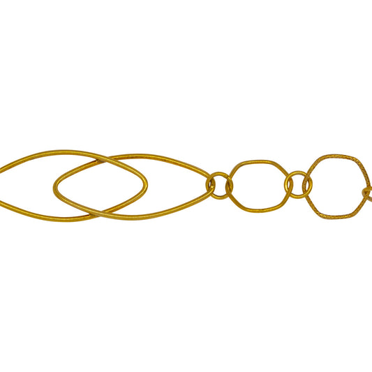 Chain by Foot. 14kt Gold Filled Two 14.0mm Width by 30.0mm Length Smooth Marquise Link Overlapping Followed By 13.0mm Smooth And Textured Hexagon Links Connected By 5.0mm Smooth Circle Links, Fancy Chain. Price per: 1 Foot.